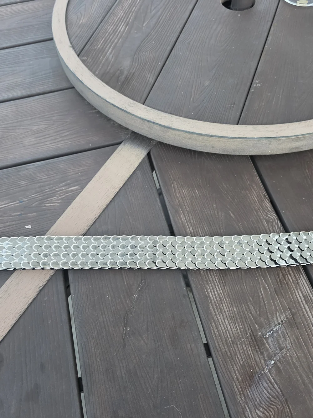 Vintage 70's Silver Metallic Stretch Belt with Oval Buckle And Fish Scale Design